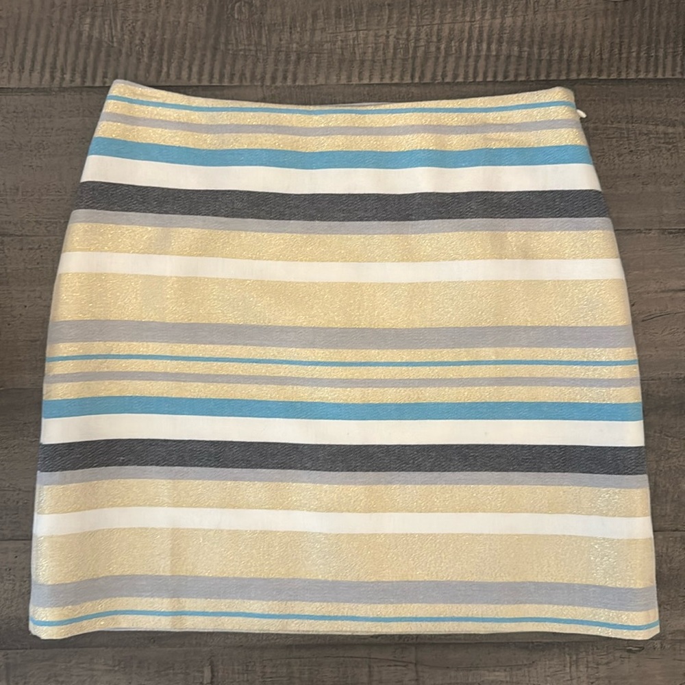 Gold blue stripe mini skirt